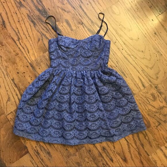 Topshop Dresses & Skirts - - Topshop Lace A-Line Mini Dress Blue Size 6